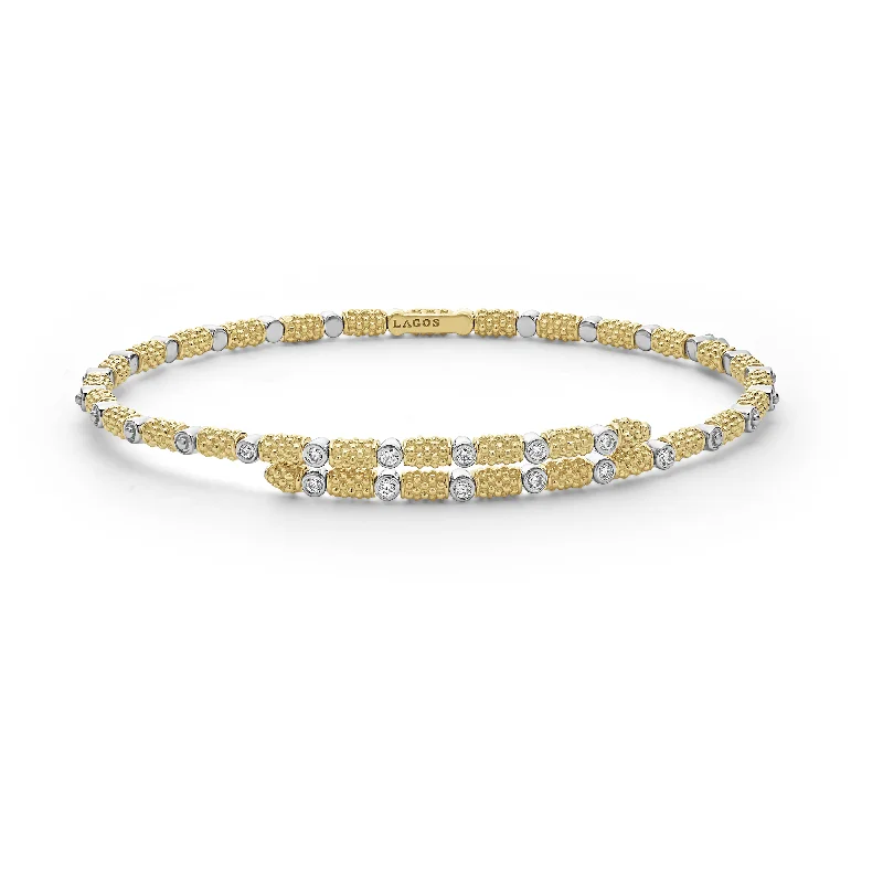 LAGOS Signature Caviar 18K Gold and Diamond Superfine Cuff Bracelet