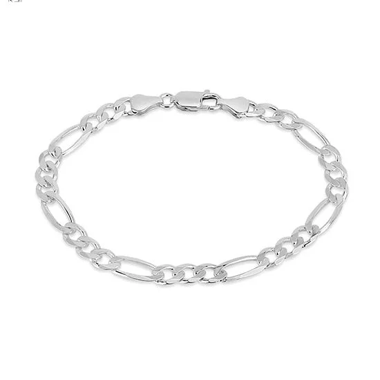 Luxe Layers Sterling Silver 8.5-inch 7.6MM Figaro Bracelet