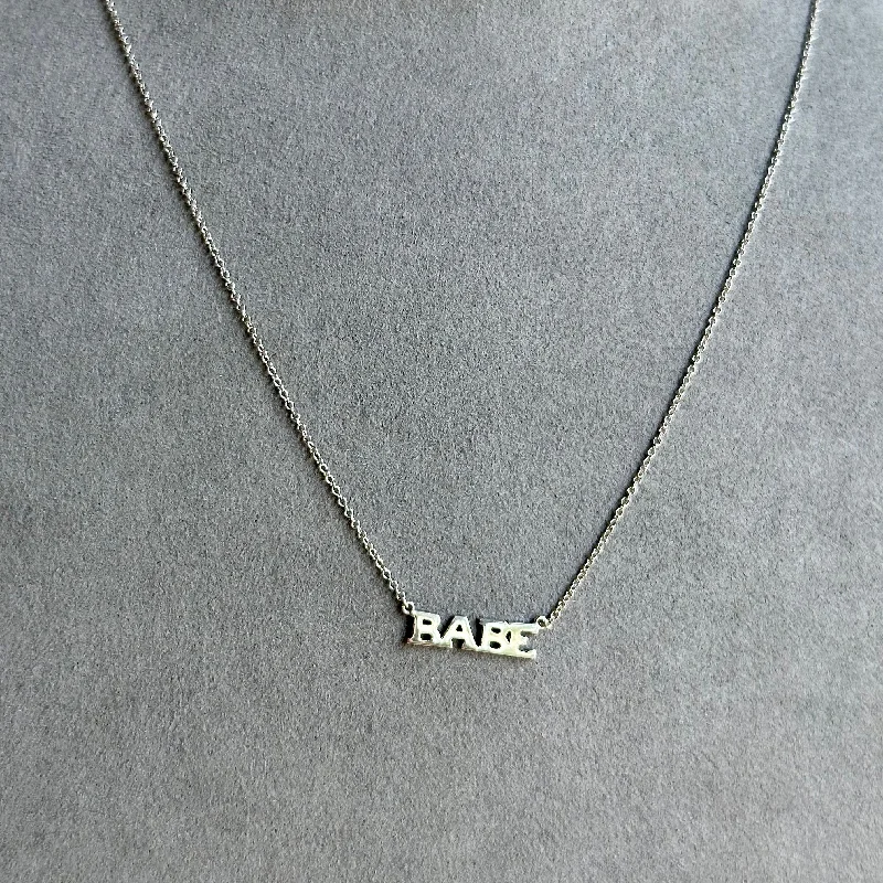 Personalized 14K White Gold Babe Pendant