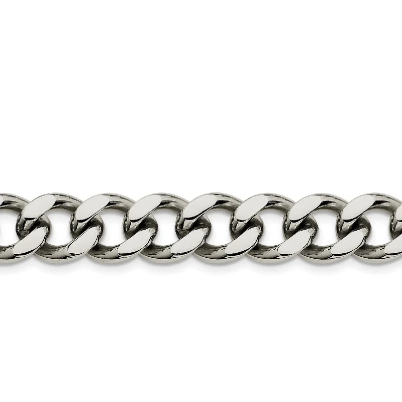 Stainless Steel 8.5-inch 13.75MM Curb Lobster Clasp Bracelet