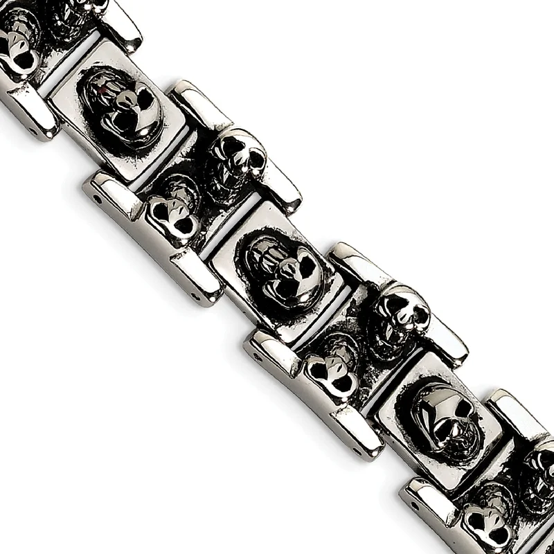 Stainless Steel Skull 8.25in Bracelet