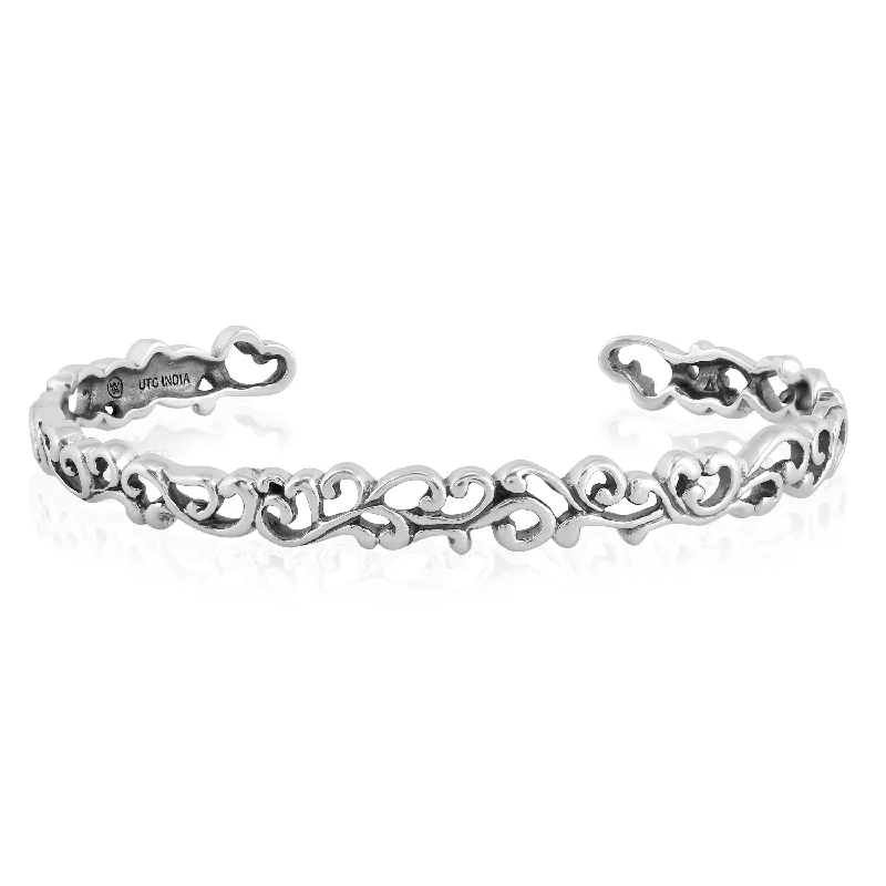 EXCLUSIVELY OURS! Sterling Silver Open Vine Cuff Bracelet, Sizes Small to Large