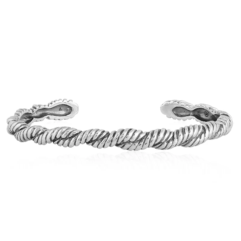 EXCLUSIVELY OURS! Sterling Silver Twisted Rope Cuff Bracelet, Sizes Small to Large