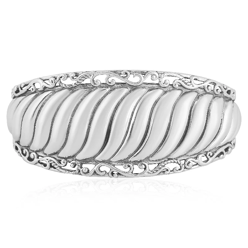 EXCLUSIVELY OURS! Sterling Silver Wide Textured Cuff Bracelet, Sizes Small to Large